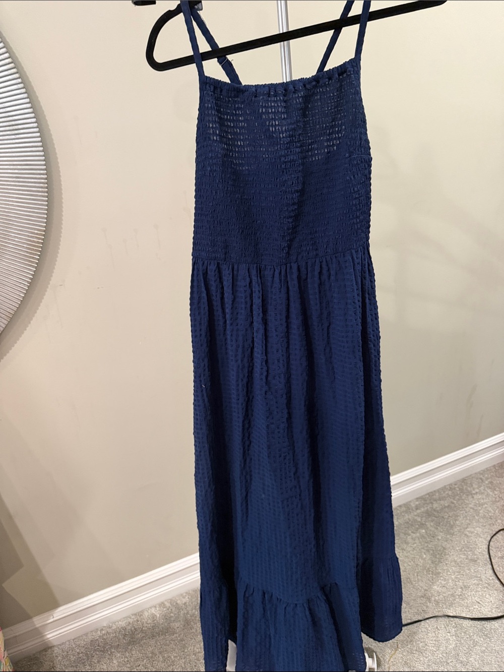 a.n.a Navy Blue Smocked Maxi Skirt with Spaghetti Straps